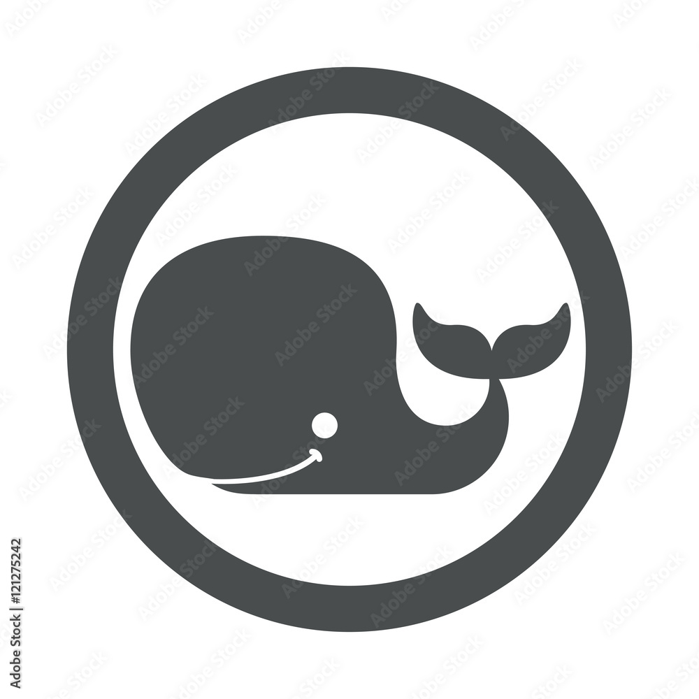 Icono plano cachalote en circulo color gris Icono plano cachalote en circulo color gris