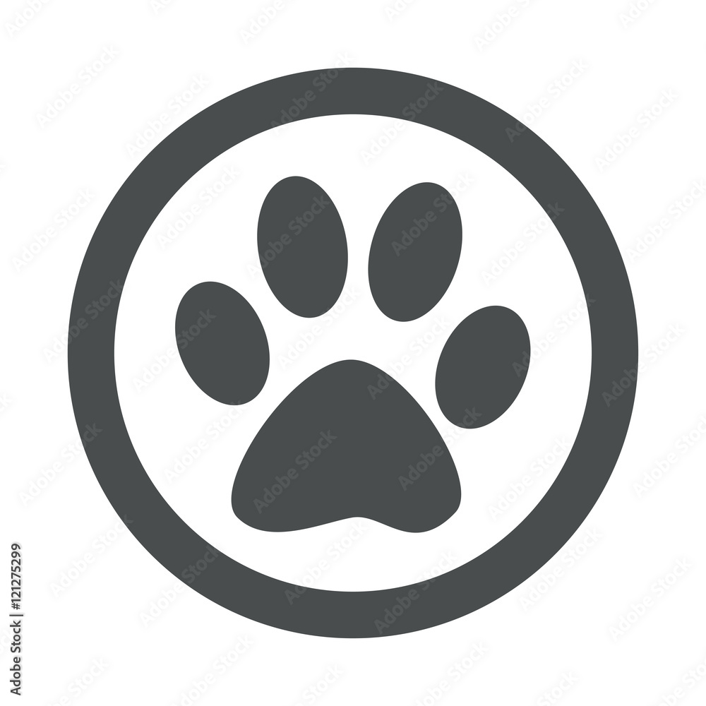 Icono plano huella gato en circulo color gris Icono plano huella gato en circulo color gris
