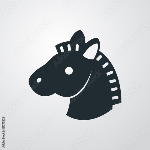 Icono plano cabeza de caballo infantil en fondo degradado
