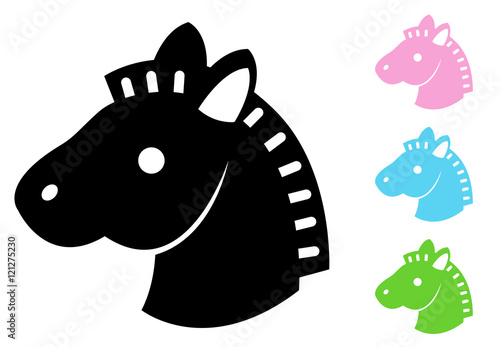 Icono plano cabeza de caballo infantil varios colores