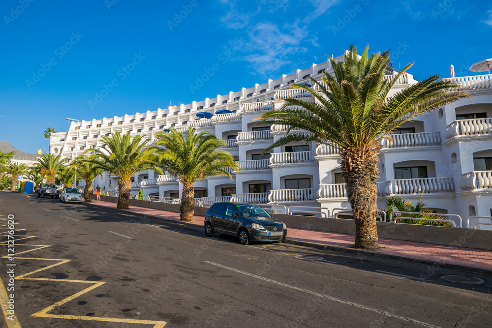 Building of the oriental style luxury hotel, Tenerife island, Spain 