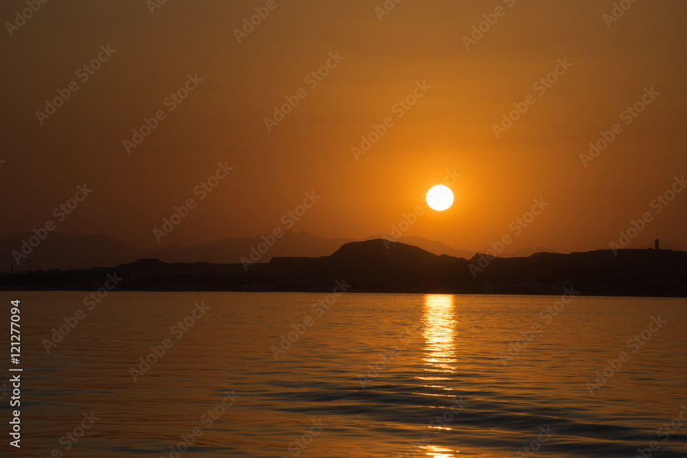 Sonnenuntergang über El Gouna, Hurghada, Ägypten 