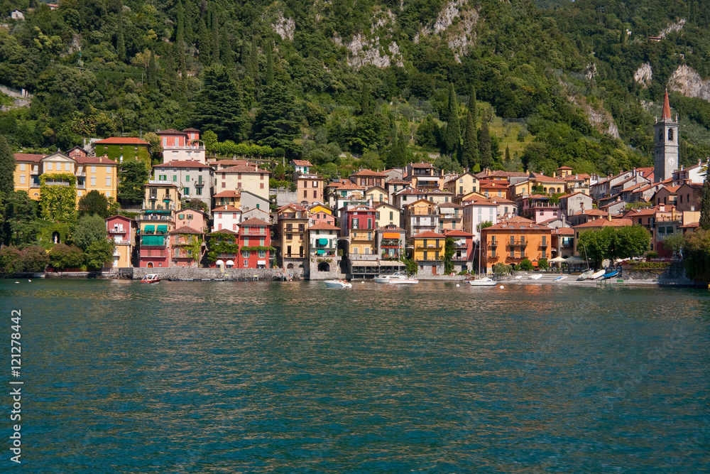 Varenna, a small village with colorful houses by the Commo lake, Italy