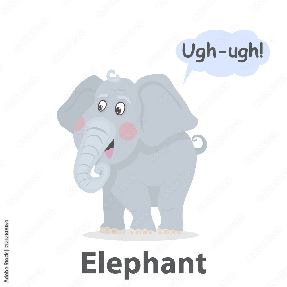 Elephant vector  cartoon elephant with speech   the series what the say  animal  animal with a long  trunk Stock Vector | Adobe Stock