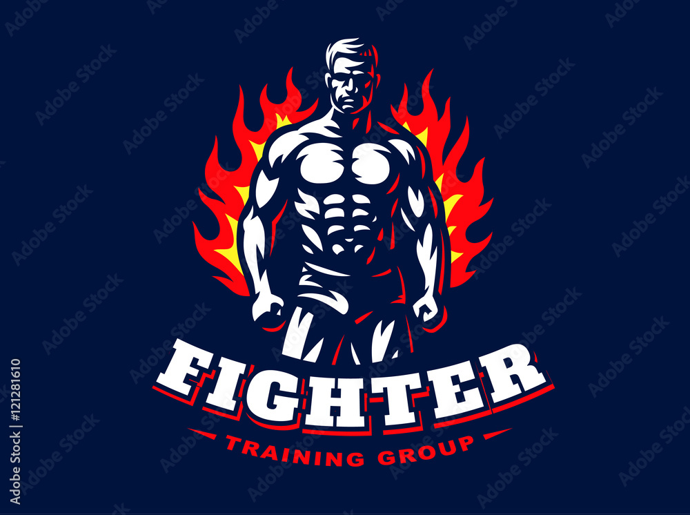 Fighter emblem illustration on dark background