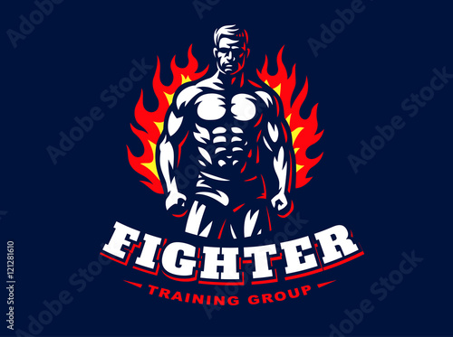 Fighter emblem illustration on dark background