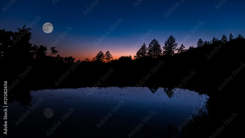 Harvest Moon over lake