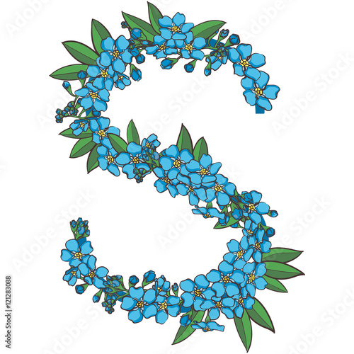 Forget me not vector alphabet