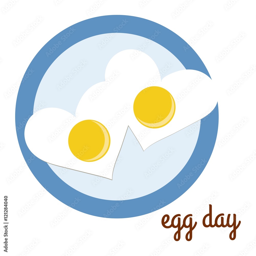 Fried egg icon. Fried heart-shaped egg in a plate. World egg day.