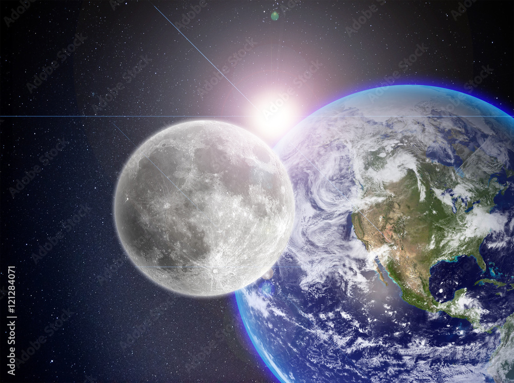 Obraz premium Earth and moon