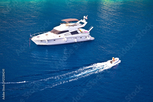 Yachting on blue sea aerial view