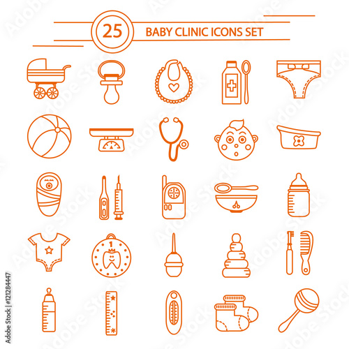 Baby Clinic Linear Icons Set