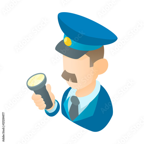 Museum security guard icon in cartoon style isolated on white background vector illustration