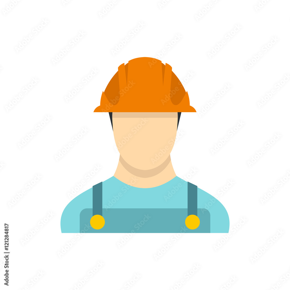 Builder icon in flat style isolated on white background. People symbol vector illustration