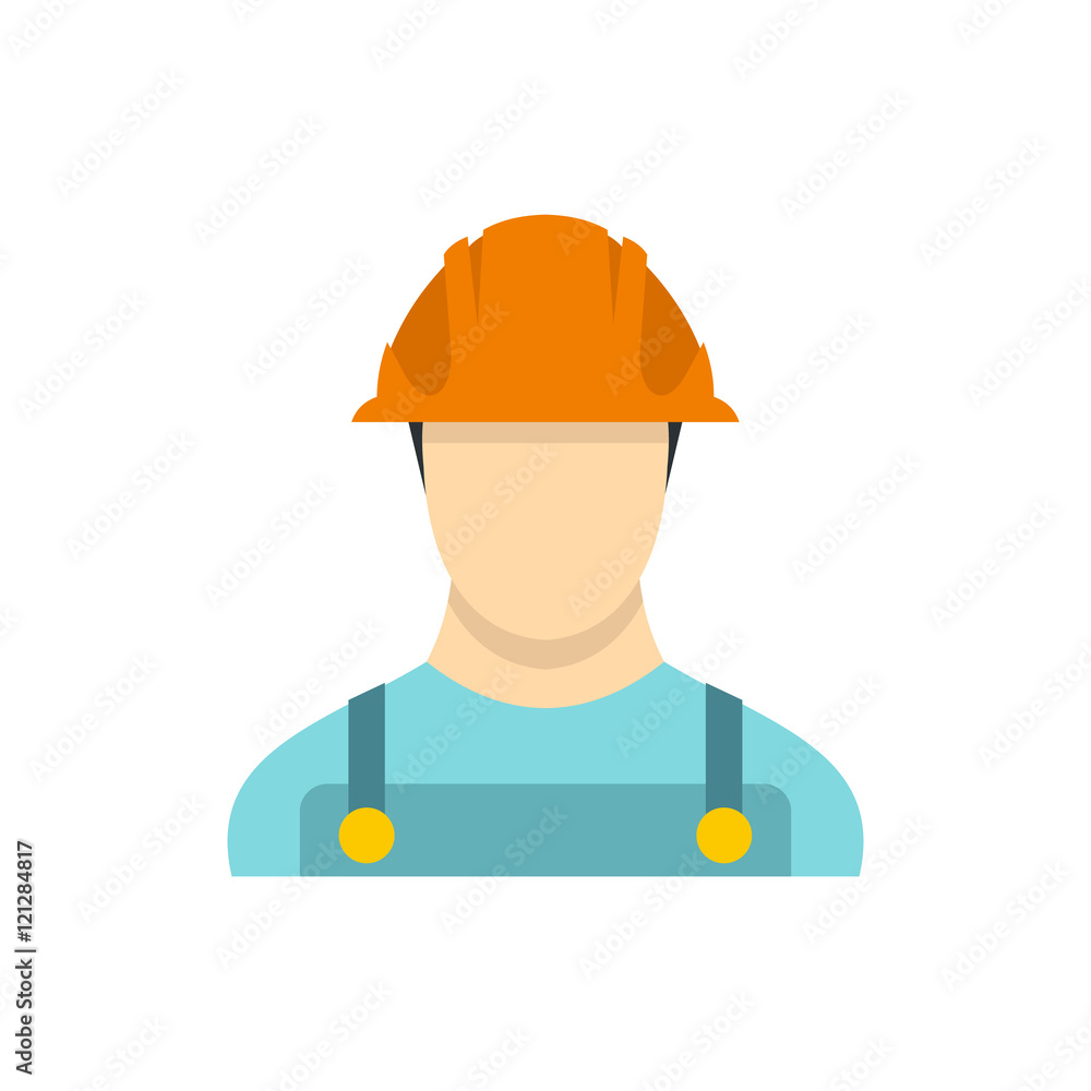 Builder icon in flat style isolated on white background. People symbol vector illustration Builder icon in flat style isolated on white background. People symbol vector illustration
