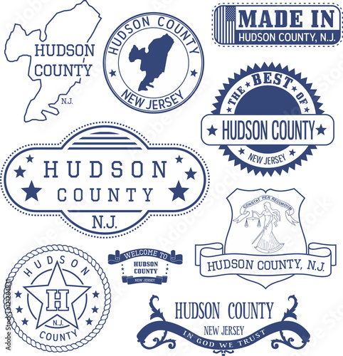 Photo Hudson county, NJ, generic stamps and signs