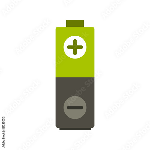 Battery icon in flat style isolated on white background. Charging symbol vector illustration
