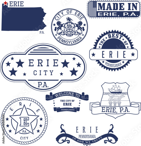 Erie city, PA, generic stamps and signs