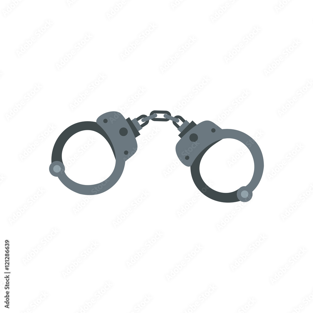 Handcuffs icon in flat style isolated on white background. Capture symbol vector illustration Handcuffs icon in flat style isolated on white background. Capture symbol vector illustration