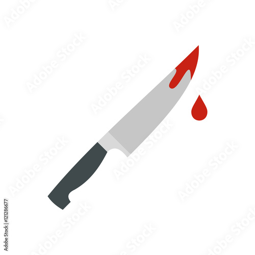 Bloody knife icon in flat style isolated on white background. Edged weapons symbol vector illustration