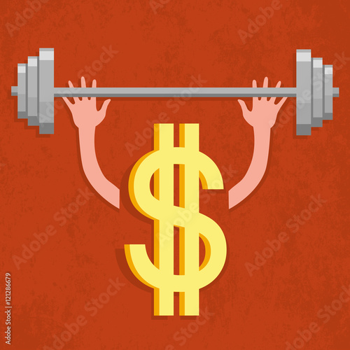 Dollar sign - weightlifter. Vector