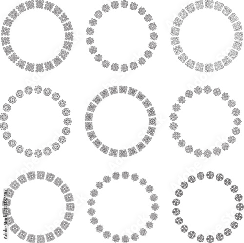 Set of nine decorative vector round frames for your design