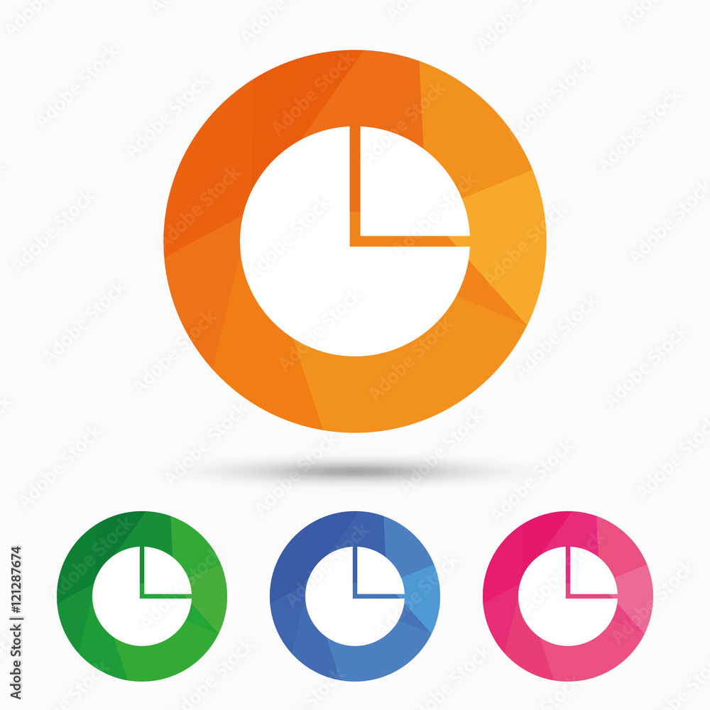 Pie chart graph sign icon. Diagram button. Pie chart graph sign icon. Diagram button.