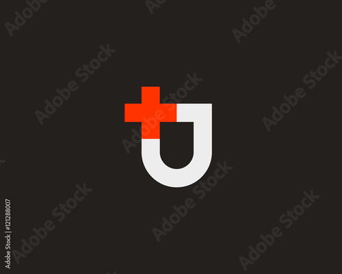 Abstract shield plus vector logo design. Additional protection, insurance creative idea symbol. Medical cross logotype.