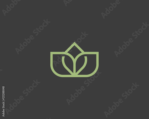 Linear lotus flower logo icon design. Elegant crown line symbol. Universal premium vector sign.