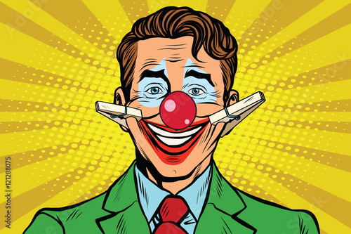 Clown face smile with clothespins
