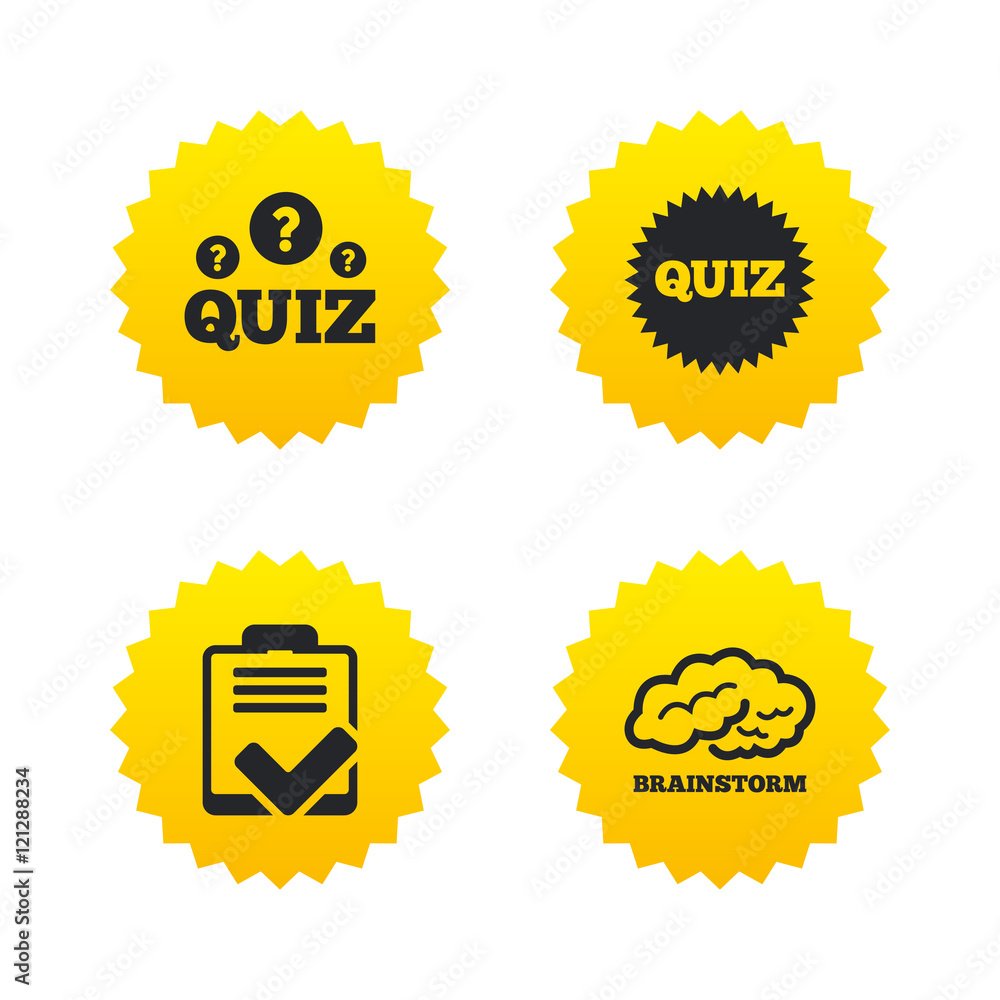 Quiz icons. Checklist and brainstorm symbols. Quiz icons. Checklist and brainstorm symbols.