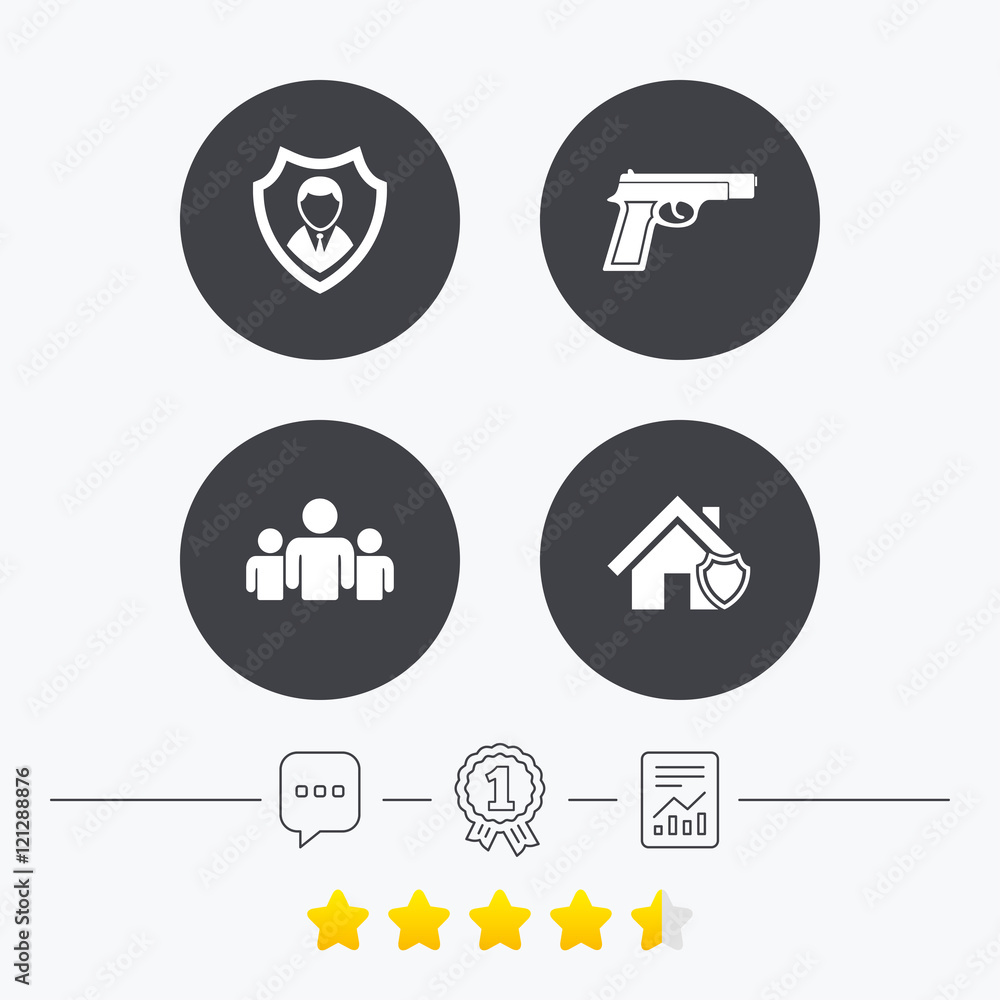 Security agency icons. Home shield protection.