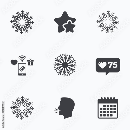 Snowflakes artistic icons. Air conditioning.