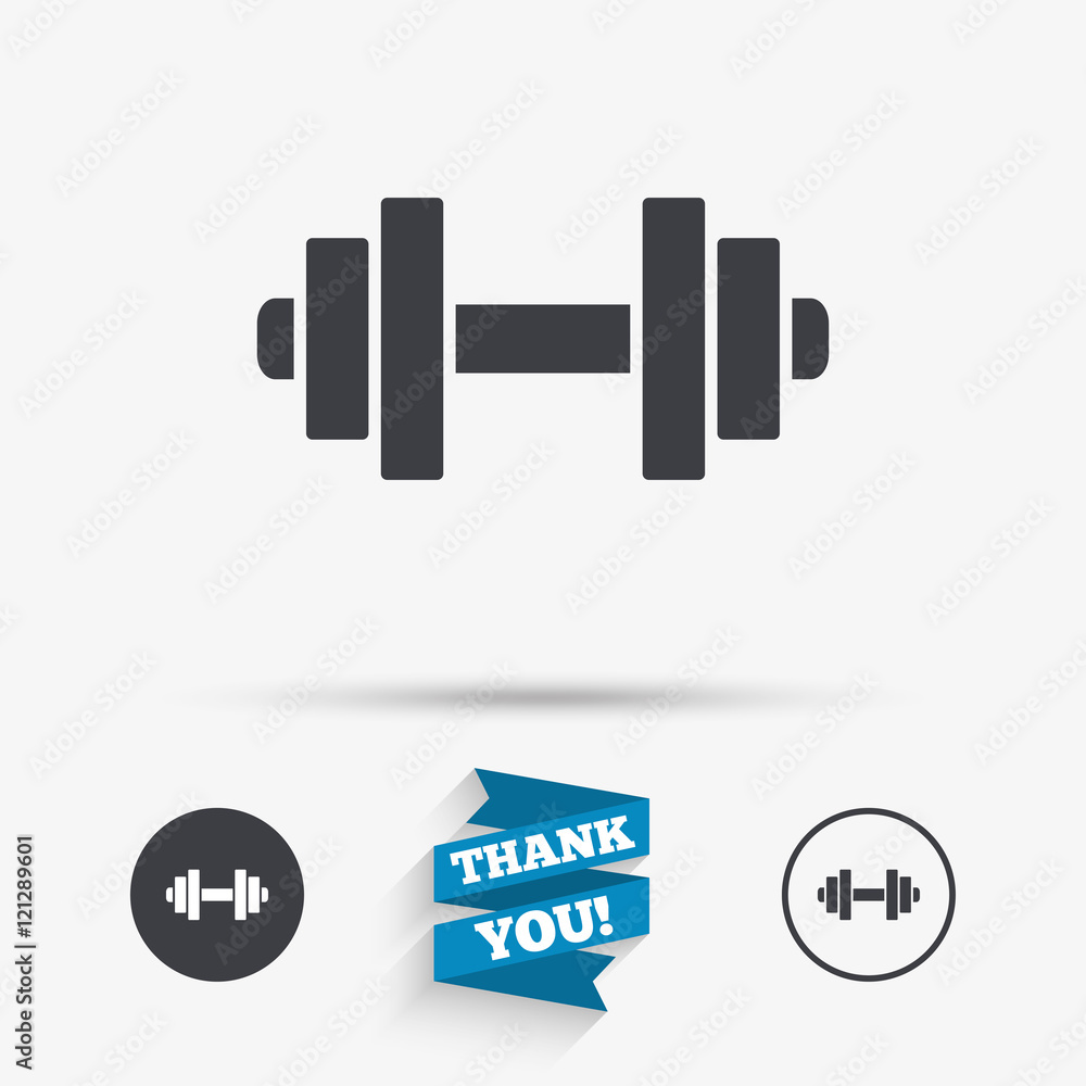 Dumbbell sign icon. Fitness symbol. Dumbbell sign icon. Fitness symbol.