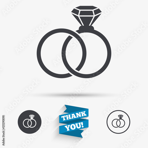 Wedding rings sign icon. Engagement symbol.