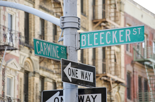 Carmine and Bleecker Street Sign New York City © John