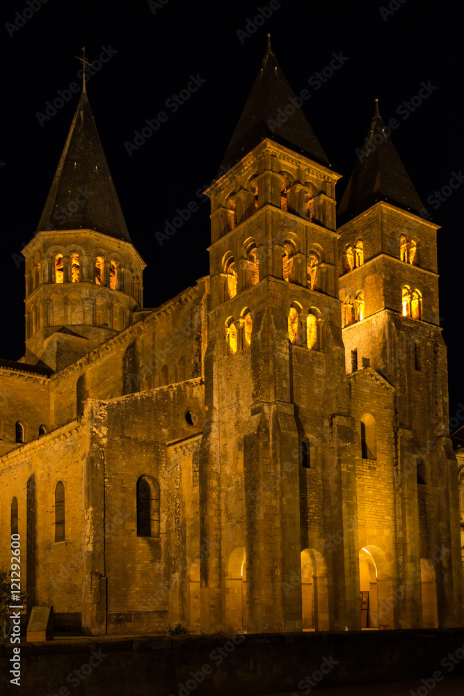 The basilica du Sacre Coeur in Paray-le-Monial in night