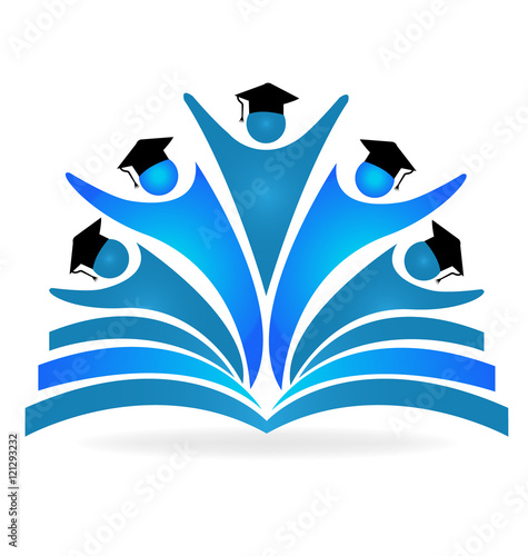 Book graduation teamwork logo vector