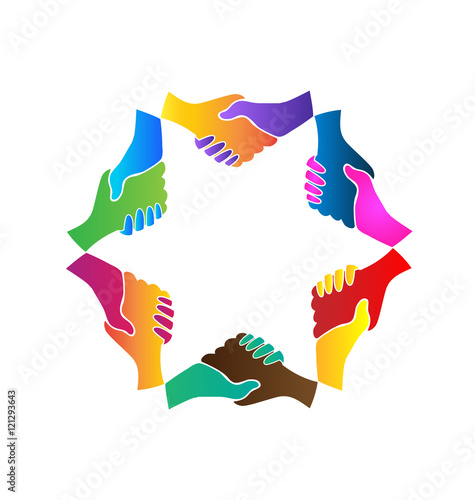 Fototapeta Naklejka Na Ścianę i Meble -  Handshake teamwork business logo vector 