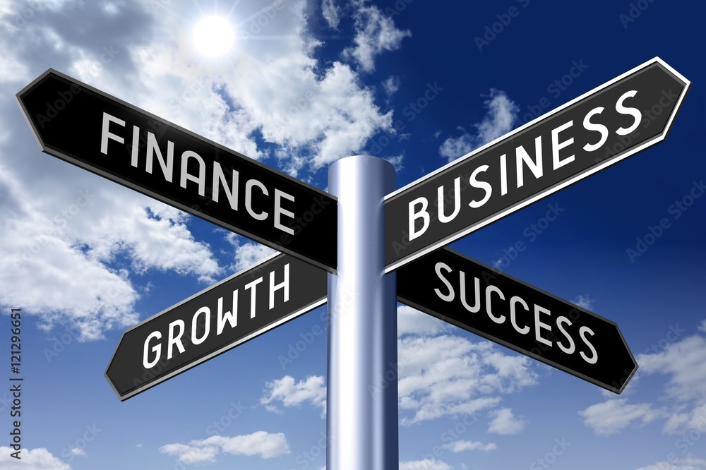 Signpost with four arrows - business concept (finance, business, growth, success). Signpost with four arrows - business concept (finance, business, growth, success).