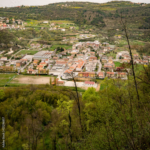 Typical Italian village on the hill. photo