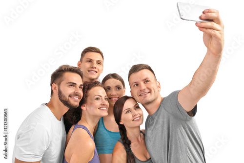 Group of sportive people ta...