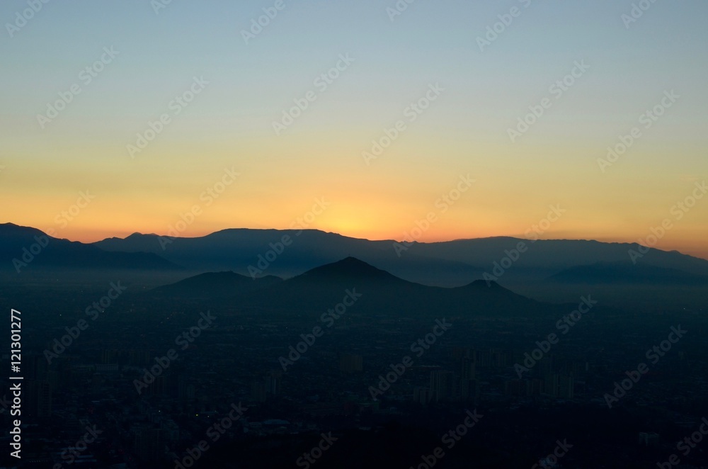 Pôr-do-sol em Santiago