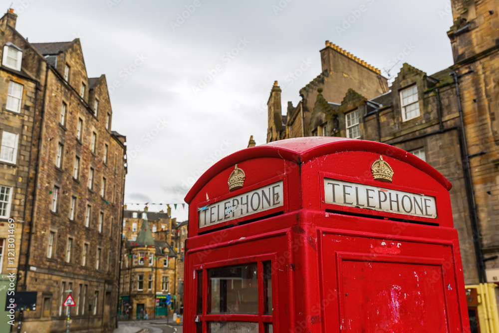 old red phone box in Edinburgh old red phone box in Edinburgh