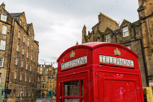 old red phone box in Edinburgh