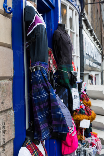 typical Scottish fashion at a shop in Edinburgh