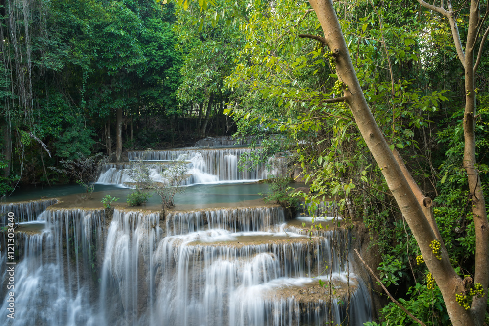 Huay Mea Kamin waterfall, Located Kanchanaburi province, Thailand