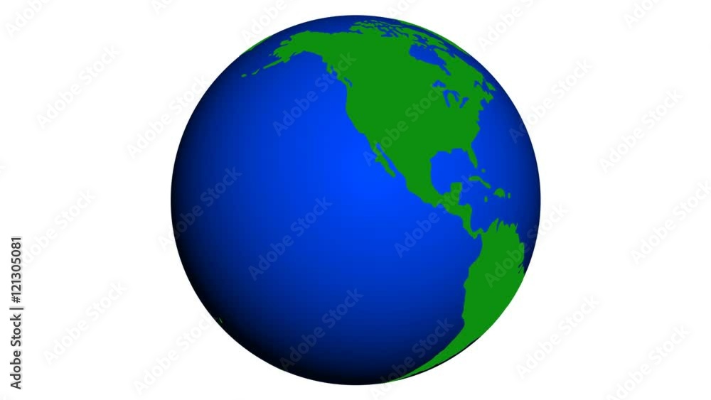 3D earth on a white background with green continents on a blue sphere. Seamless loop. 3D earth on a white background with green continents on a blue sphere. Seamless loop.