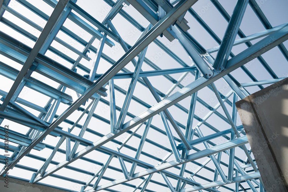 Structure of steel roof. Structure of steel roof.