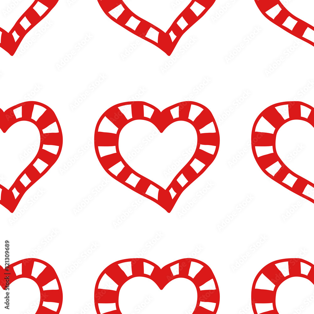 Obraz premium Seamless pattern of decorative red hearts, romantic background.